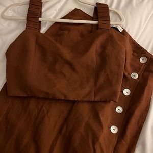 Zara 2 piece - long skirt and top. Brown.  NWT.